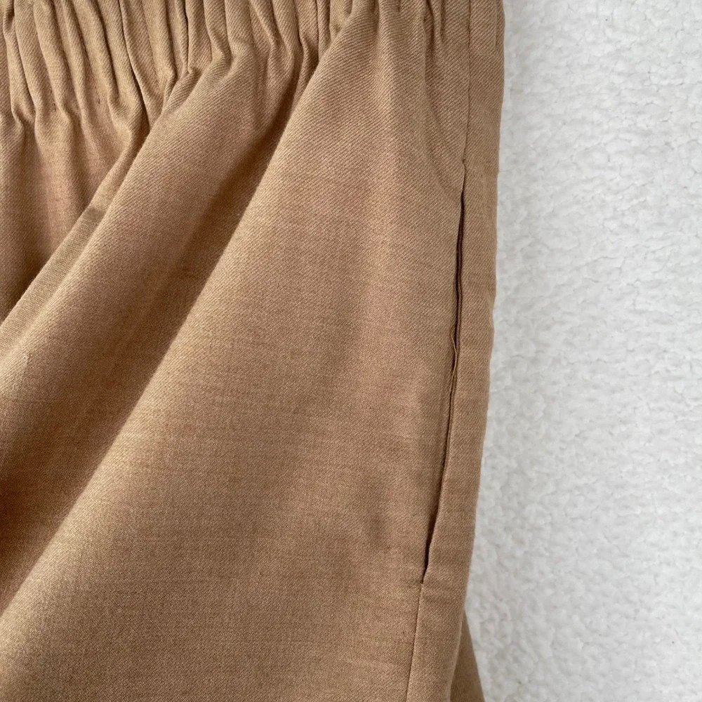 J.Crew‎ Camel Wool Blend Elastic Waist Mini Skirt with Pockets Size 12 95435